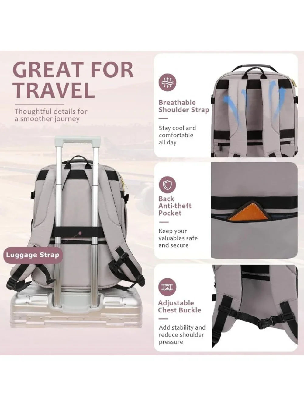 40L Unisex Travel Backpack - Lightweight, Waterproof, Perfect for Hiking